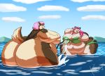  big_butt bikini butt canid canine canis clothing cloud day domestic_dog ear_piercing ear_ring eyewear glasses hair huge_butt hyper hyper_butt kazecat mammal obese overweight piercing sea sky swimwear water 