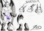  2018 anthro bulge claws dragon horn muscular penis_outline purple_eyes scalie shadiam smile western_dragon wings zodim87 