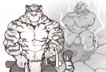  2019 5_fingers anthro balls belly biceps big_balls big_muscles big_penis blush clothed clothing collar duo felid fingers flaccid gon_(madcow100) hairy hot_spring huge_balls huge_muscles huge_penis laugh madcow100 male mammal musclegut muscular muscular_male mustelid musteline nightterror nipples nude pantherine pecs penis pink_nipples pink_nose restricted_palette tiger topless triceps undressing vein veiny_muscles veiny_penis water wolverine won_(madcow100) yellow_eyes 