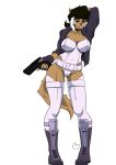  alpha_channel anthro black_hair black_nose breasts clothed clothing domestic_cat felid felina_feral feline felis female gun hair handgun hanna-barbera legwear mammal navel pistol ranged_weapon simple_background solo swat_kats thigh_highs transparent_background unitard weapon yawg 