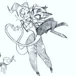  &lt;3 2019 blush bridal_carry carrying clothed clothing demon digital_media_(artwork) duo female gir hair heart_tail helluva_boss husband invader_zim machine male millie_(vivzmind) moxxie_(vivzmind) nickelodeon robot sciamellis simple_background smile wife 