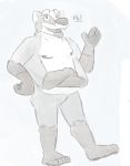  anthro badger borges featureless_crotch male mammal multi_arm multi_limb mustelid musteline nude plantigrade solo standing text 