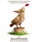  ambiguous_gender avian bird cryptid-creations english_text feathered_wings feathers feral grass humor leaf picid pun sculpture simple_background statue stump text url visual_pun white_background wings wood woodpecker 