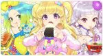  aikatsu! animal blonde_hair braids chinese_clothes chinese_dress food gray_hair green_eyes green_hair hitoto hoodie long_hair mouse necklace purple_eyes red_eyes short_hair tagme_(character) twintails 