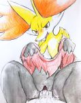  black_body black_fur blush bodily_fluids clitoris colored_pencil_(artwork) delphox eiroru female female_focus female_penetrated first_person_view fur genital_fluids half-closed_eyes looking_pleasured male male/female male_penetrating male_penetrating_female male_pov narrowed_eyes nintendo open_mouth penetration penis pok&eacute;mon pok&eacute;mon_(species) pussy pussy_juice red_body red_eyes red_fur red_nose snout spread_legs spreading tongue traditional_media_(artwork) vaginal vaginal_penetration video_games white_body white_fur yellow_body yellow_fur 
