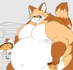  ailurid anthro belly big_belly bodily_fluids food fur holding_food holding_object love_handles male mammal moobs morbidly_obese nipples nude obese obese_male open_mouth orange_body orange_fur overweight overweight_male pizza pizza_box red_panda ringtail solo sweat sweatdrop white_body white_fur おるにうむ 