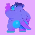  2020 anthro butt humanoid_hands lutrine mammal mustelid overweight simple_background solo tokems 