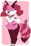  &lt;3 &lt;3_eyes 2020 alternate_color anthro braixen canid canine collar crown digital_media_(artwork) fan_character feral flower fox freckles fur ikimaru_(iroxykun) inner_ear_fluff iroxykun male mammal multicolored_tail nintendo pawpads paws plant pok&eacute;mon pok&eacute;mon_(species) simple_background smile solo stick tongue tongue_out tuft video_games 