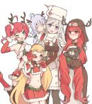  azur_lane blonde_hair breasts christmas closed_eyes eldridge_(azur_lane) eldridge_(holy_night&#039;s_embrace)_(azur_lane) enterprise_(azur_lane) enterprise_(reindeer_master)_(azur_lane) grey_hair hamuhamu_hamuo honolulu_(azur_lane) honolulu_(fire_red_present)_(azur_lane) multiple_girls navel nicholas_(azur_lane) nicholas_(mispackaging?)_(azur_lane) one_eye_closed purple_eyes purple_hair red_eyes red_hair san_diego_(azur_lane) san_diego_(sandy_claus!)_(azur_lane) santa_costume 