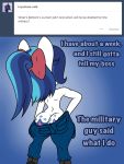  anthro ask_bottom_armor big_butt butt clothed clothing dialogue equid equine friendship_is_magic lefthighkick mammal my_little_pony shining_armor_(mlp) topless 