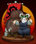  2019 alcohol anthro beer beer_keg beverage blizzard_entertainment breasts clothed clothing female fur hair mammal o-kemono pandaren solo ursid video_games warcraft 