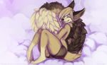  2020 anthro brown_body brown_fur canid canine clothed clothing digital_media_(artwork) eyes_closed female firetally fox fur mammal sitting smile solo topless 
