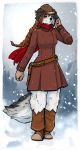  2019 anthro braided_hair canid canine canis clothed clothing digital_media_(artwork) domestic_dog eyebrows eyelashes female firetally hair looking_at_viewer mammal smile solo standing 