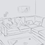  2019 canid canine carpet digital_media_(artwork) eggplant fennec food fox fruit fur furniture living_room lying male mammal masturbation penis pet&#039;s_toys phone pictures piece_of_art pillow plant sa-chat signature sketch sofa solo 