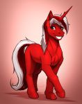  2019 2020 absurd_res ambiguous_gender digital_media_(artwork) equid fan_character feral hair hi_res hooves horn mammal my_little_pony mykegreywolf red_hair smile solo teeth unicorn white_hair 