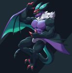  2019 2020 3_fingers abs anthro biceps biped black_body black_scales bulge clothing dragon fingers male membrane_(anatomy) membranous_wings multicolored_body multicolored_scales muscular muscular_male nintendo nipples noivern open_mouth pecs pok&eacute;mon pok&eacute;mon_(species) purple_body purple_scales scales signature solo tongue two_tone_body two_tone_scales underwear video_games voviat wings 