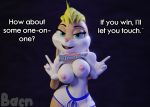 2019 3d_(artwork) abstract_background anthro bacn big_breasts blonde_hair blue_eyes breasts buckteeth clothed clothing clothing_lift dialogue digital_media_(artwork) english_text female fingers flashing hair invalid_tag lagomorph leporid lola_bunny looking_at_viewer looney_tunes mammal nipples open_mouth penetration presenting rabbit shirt smile solo space_jam teeth text tongue topwear warner_brothers 