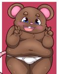  2020 anthro belly blue_eyes blush brown_body brown_fur bulge clothing fur humanoid_hands kusosensei male mammal moobs murid murine navel overweight overweight_male rat rodent solo underwear 