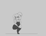  2020 2d_animation 4_fingers animated anthro butt claws clothed clothing digital_media_(artwork) eyebrows eyelashes female fingers lagomorph legwear leporid mammal martin_chang monochrome rabbit simple_background solo standing stockings thick_thighs white_background 