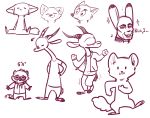  2019 ambiguous_gender antelope anthro barefoot benjamin_(fuel) bottomwear bovid buckteeth canid canine cheek_tuft chico_(fuel) clothed clothing dancing dialogue dipstick_ears disney duo english_text eyes_closed eyewear facial_markings facial_tuft fan_character fox fuel_(artist) gazelle glasses head_markings head_tuft hi_res horn jacket judy_hopps lagomorph leporid mammal markings mask_(marking) monochrome motion_lines multicolored_ears nude open_jacket pants procyonid purple_theme rabbit raccoon ringtail shirt simple_background sitting sketch_page skye_(zootopia) solo sparkles t-shirt teeth text topwear tuft white_background zootopia 