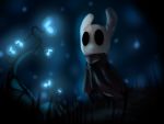  bioluminescence cape cloak clothing featureless glowing hi_res hollow_knight mundy_(artist) outside 