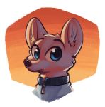  2019 abstract_background ambiguous_gender anthro arctic_fox blue_eyes bust_portrait canid canine cheek_tuft clothed clothing disney facial_tuft fox fuel_(artist) gradient_background head_tuft inner_ear_fluff looking_at_viewer mammal orange_background portrait simple_background skye_(zootopia) solo tuft white_background zootopia 