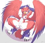  2020 absurd_res alternate_version_at_source anthro anthrofied anus avian breasts feathered_wings feathers female gryphon hi_res looking_at_viewer mirapony nipples nude pussy solo wings 