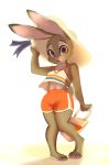  2019 anthro barefoot bottomwear buckteeth clothed clothing disney female fully_clothed fur grey_body grey_fur hi_res judy_hopps lagomorph leporid light lighting looking_at_viewer low-angle_view mammal open_mouth open_smile purple_eyes rabbit shorts smile solo standing teeth vhs273 zootopia 