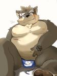  11768hoshi asian_clothing belly blush bulge canid canine canis clothing domestic_dog east_asian_clothing eyebrows fundoshi japanese_clothing male mammal moritaka musclegut nipples pawpads pecs scar slightly_chubby thick_eyebrows tokyo_afterschool_summoners underwear undressing video_games 