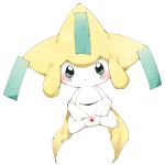  1:1 blush female jirachi legendary_pok&eacute;mon nintendo pok&eacute;mon pok&eacute;mon_(species) pussy simple_background solo spreading video_games white_background youjomodoki 