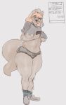  2020 anthro belly biped breasts brown_body brown_fur canid canine canis clothing crop_top digital_media_(artwork) english_text female freckles front_view fur hair izzy223 legwear mammal midriff navel orange_hair panties phone ring saph_(izzy223) shirt simple_background slightly_chubby socks solo text thick_thighs topwear under_boob underwear wide_hips wolf 