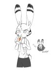  2017 anthro beverage black_stripes clothed clothing disney drinking ear_markings facial_markings fur head_markings head_tuft holding_beverage holding_object inner_ear_fluff jack_savage lagomorph leporid mammal markings navel rabbit simple_background solo straw stripes swetpot topless towel tuft white_background zootopia 