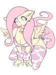  :o anthro bell bell_collar big_breasts blue_eyes bow bra breasts cleavage clothed clothing collar digital_media_(artwork) female fluttershy_(mlp) friendship_is_magic hair legwear my_little_pony napdust solo underwear wings 