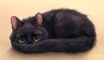  2019 black_body black_fur chiakiro domestic_cat felid feline felis feral fur looking_at_viewer mammal simple_background solo text url 