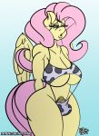  animal_genitalia anthro big_breasts bikini breasts bulge cleavage clothed clothing equid equine fluttershy_(mlp) friendship_is_magic gynomorph intersex mammal my_little_pony penis pterippus sheath sketchybug sling_bikini swimwear thick_thighs wide_hips wings 