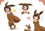  &gt;_&lt; 1girl :3 animal_ears bangs between_legs black_eyes black_hair black_legwear blush brown_eyes brown_footwear can clenched_hands closed_eyes commentary_request cosplay drinking eevee eevee_(cosplay) embarrassed fake_animal_ears fake_tail flat_chest flying_sweatdrops full_body gen_1_pokemon half-closed_eyes hand_between_legs hands_together hands_up happy have_to_pee heart holding hood kigurumi knees_together_feet_apart leg_up long_sleeves looking_at_another looking_at_viewer looking_up multiple_views nose_blush open_mouth pigeon-toed poke_kid_(pokemon) pokemon pokemon_(creature) pokemon_(game) pokemon_swsh shiny shiny_hair shoes short_hair simple_background sitting smile socks speech_bubble spoken_heart standing standing_on_one_leg suzumusi114 sweat tail tears translation_request trembling upper_body urine_meter v_arms white_background 