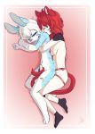  anthro areola breasts domestic_cat duo erection eyes_closed feet felid feline felis female fur hair humanoid_penis lagomorph leporid male male/female mammal nipples penis rabbit red_body red_ears red_fur red_hair red_tail sarana sicmop smile spooning white_body white_hair 