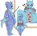  abstract_background big_breasts big_butt breasts butt clothing feet female gigawix horn kobold loincloth looking_back non-mammal_breasts overweight presenting scalie sitting standing thick_thighs 