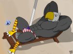  accipitrid accipitriform animal_crossing anthro apollo_(animal_crossing) avian bald_eagle beach beak bird bulge clothing eagle looking_at_viewer male nintendo outside pizzaozzy_(artist) sand sea_eagle seaside smile solo speedo stars_and_stripes swimwear united_states_of_america video_games 