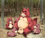  2006 anthro balls belly big_balls canid canine cub eyes_closed group kondo_musashi male mammal moobs musabo3neo navel nipples overweight overweight_male penis raccoon_dog sitting tanuki young 