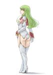  1girl absurdres ass boots breasts c.c. code_geass full_body garter_straps gloves green_hair high_heels highres leotard long_hair looking_at_viewer mao_san solo thigh_boots thighhighs white_gloves yellow_eyes 