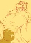  2017 anthro belly bodily_fluids bulge clothing crying felid humanoid_hands kondo_musashi male mammal moobs musabo3neo navel nipples pantherine slightly_chubby tears tiger underwear 