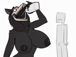  2020 2d_animation animated areola beverage big_breasts black_body black_fur black_hair breasts canid canine clothing drinking duo erection erection_under_clothing female fur hair keadonger male mammal milk nipples scp-1471 scp-686 scp_foundation simple_background tenting undead 
