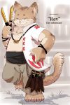  2015 anthro bottomwear clothing domestic_cat eyes_closed eyewear felid feline felis glasses humanoid_hands male mammal overweight overweight_male pants shirokumaou shirt solo text topwear 