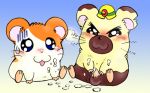  2007 balls blush bodily_fluids boss_(hamtaro) cricetid cum cum_on_ground cum_on_hand duo genital_fluids hamster hamtaro hamtaro_(series) kondo_musashi low_res male mammal masturbation musabo3neo penis rodent simple_background sitting 