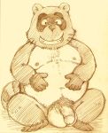  2014 anthro balls belly big_balls canid canine humanoid_hands humanoid_penis kondo_musashi male mammal moobs musabo3neo navel nipples overweight overweight_male penis raccoon_dog sitting solo tanuki 