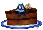  2012 alpha_channel ambiguous_gender black_background blue_body blue_fur blush cake canid canine digital_media_(artwork) eating food fur haychel hi_res leon_(haychel) leon_(riolu) mammal micro nintendo on_cake on_food one_eye_closed pok&eacute;mon pok&eacute;mon_(species) red_eyes riolu simple_background size_difference solo transparent_background video_games 