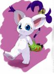  2017 alpha_channel ambiguous_gender anthro blue_eyes digimon digimon_(species) felid feline fur gatomon looking_at_viewer mammal nude poku simple_background solo transparent_background video_games white_body white_fur 