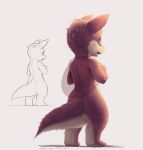  anthro backpack biped dragon fur furred_dragon green_eyes horn kemono lyc open_mouth pink_body pink_fur portrait simple_background sketch smile solo standing tan_body tan_fur teeth white_background 