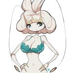  2018 alternate_hairstyle antennae_(anatomy) anthro anthrofied arthropod blattodea blue_eyes bra breasts carapace claws clothing cockroach hair_up hands_on_hips humanoid insect insect_wings kenron_toqueen navel nintendo pheromosa pok&eacute;mon pok&eacute;mon_(species) pok&eacute;morph pseudo_hair simple_background solo ultra_beast underwear video_games white_background wings 